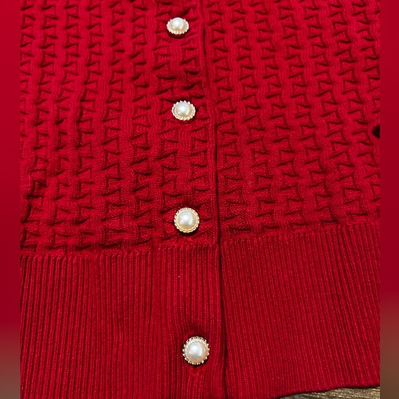 Torrid Cardigan Embellished White Pearl Button Sweater Size 2 Deep Red - Picture 5 of 8